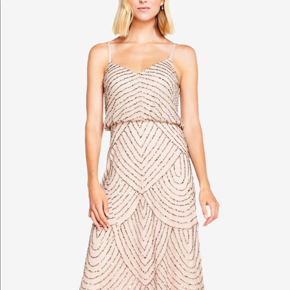 Adrianna Papell long beaded blouson dress
